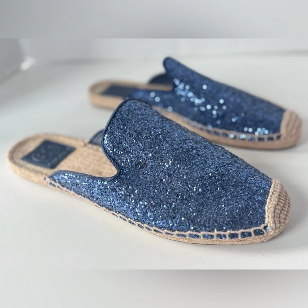 Tory Burch Max Glitter Espadrille Slides Shoes Women’s Size 8